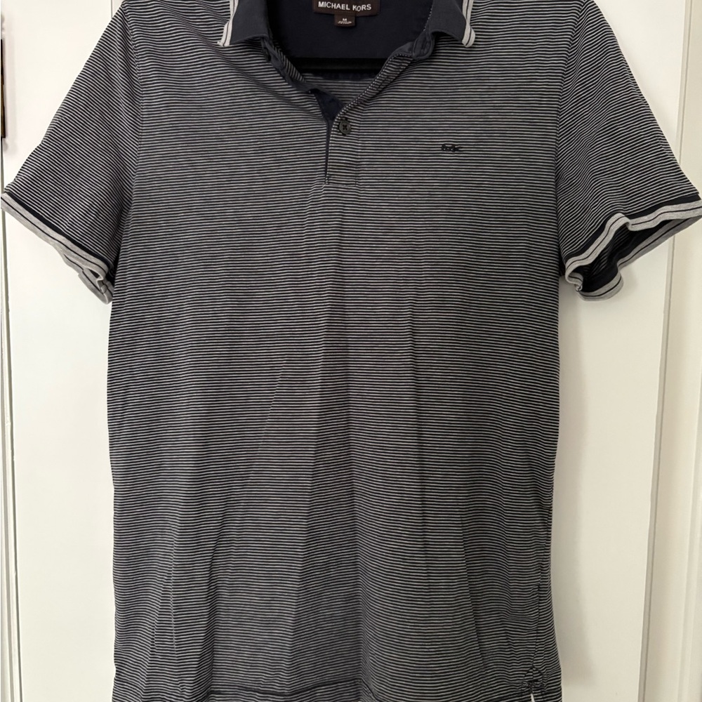 Michael Kors Navy Blue striped polo M